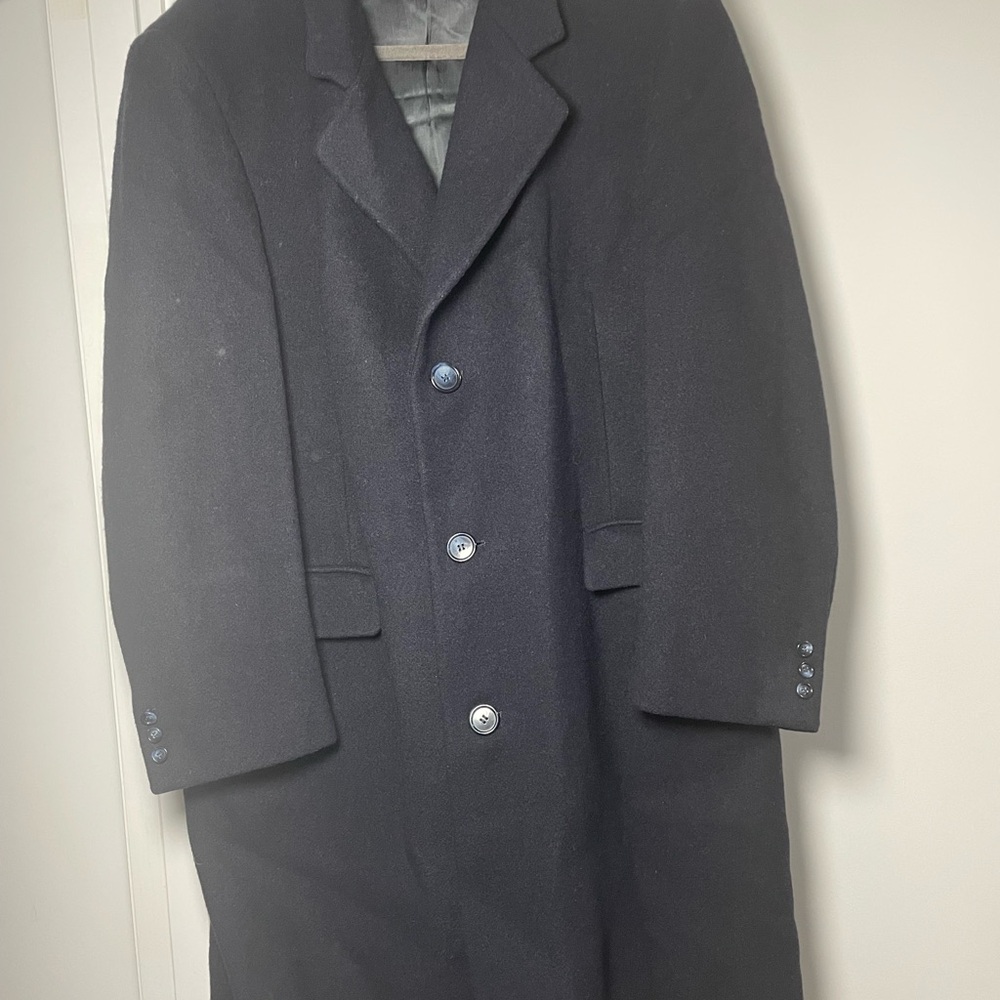 Maitland of England Men's Classic Black Trench Coat L46 Wool